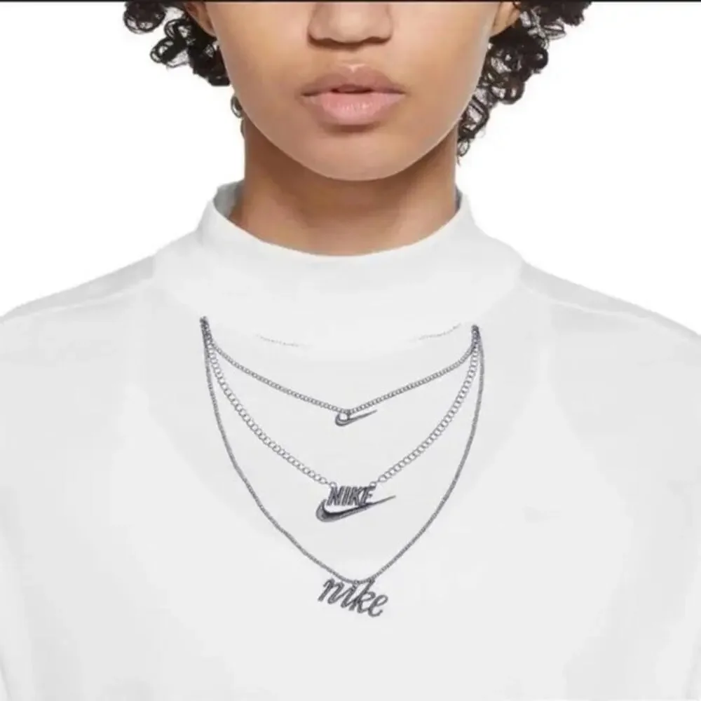 Nike Women's Sportswear Charmed Mock White Long-Sleeve Top